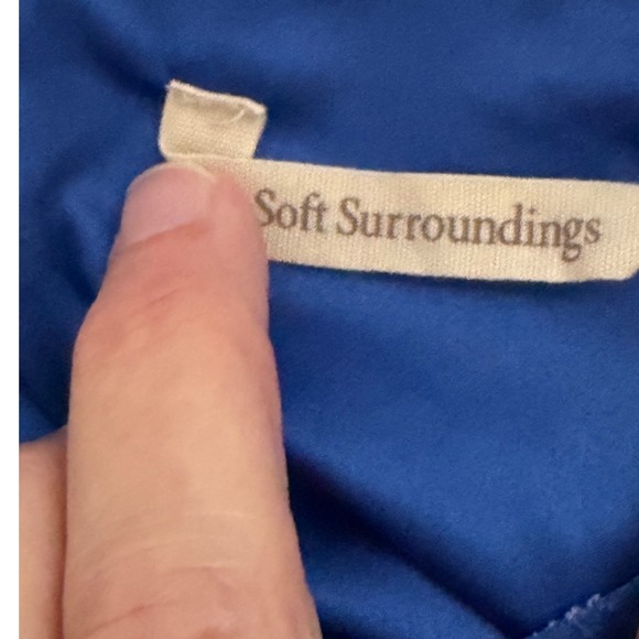 Soft Surroundings Vanetta Velvet Top Blue Devore  Damask Floral Blouse Small - Picture 9 of 13